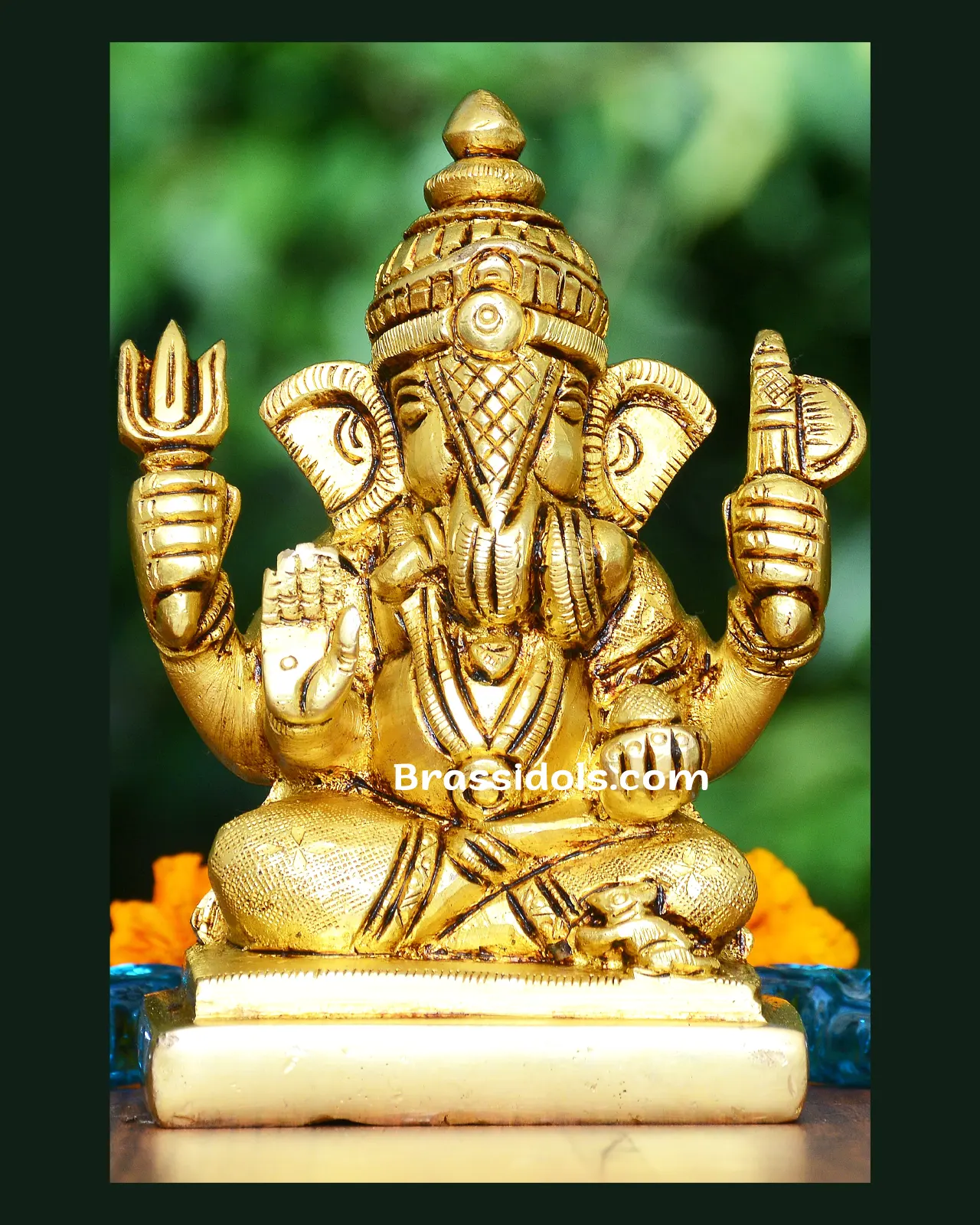 Brass Dagdu Ganesha idol - 3.5 inches