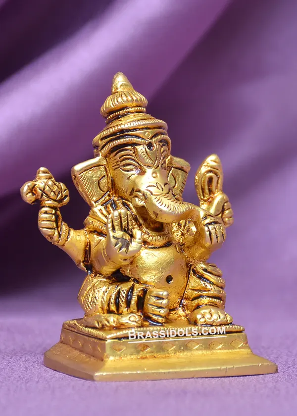Brass Sitting Choki Gnaesh idol 2.5 inch - secondary