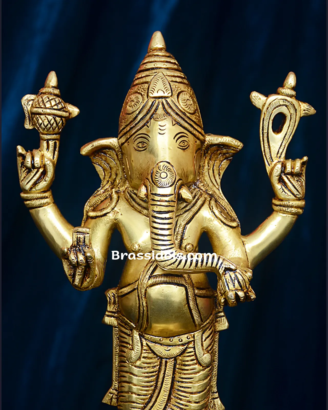 Pure Brass Standing Ganesha idol - 13 inches - secondary