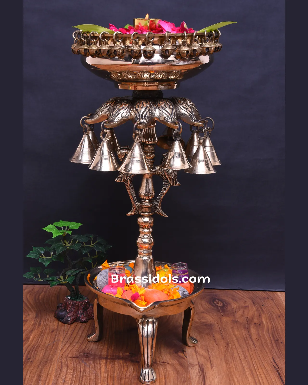 Brass Stand Flower Urli Deepak - secondary
