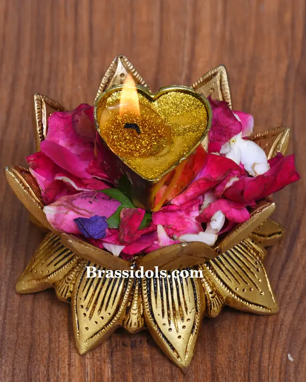 Standing Lotus with candle diya - secondary