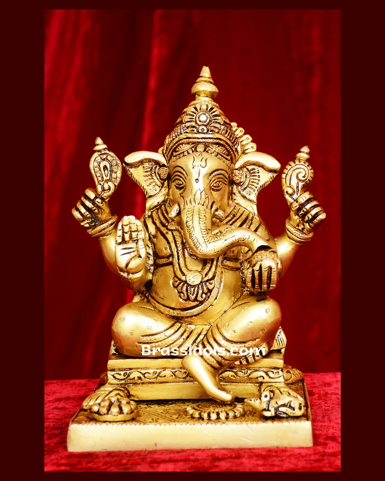 Brass Double Choki Ganesh - 8 inches