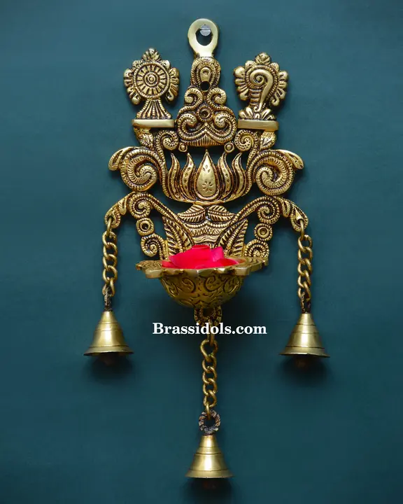 Wall Hanging Diya with bell - secondary