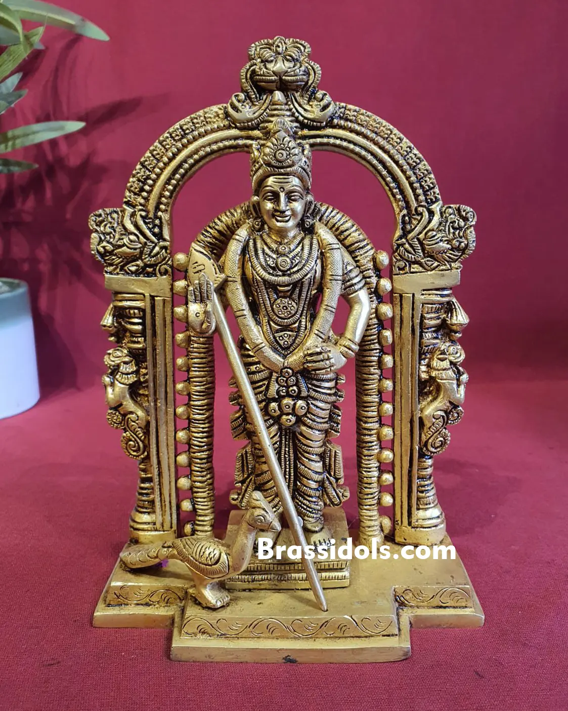 Charming Palani Murugan with Mayil Brass Idol - 8.5 Inches