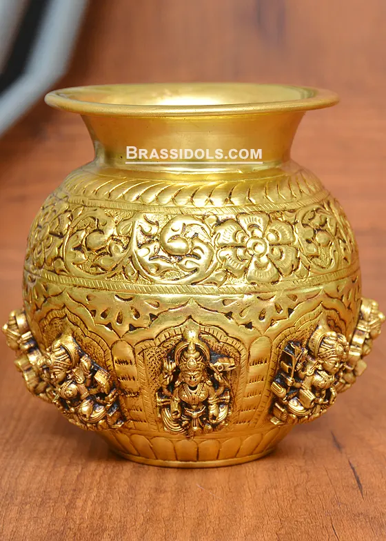 Brass Ast Laxmi Kalash .360gmBrass Idols