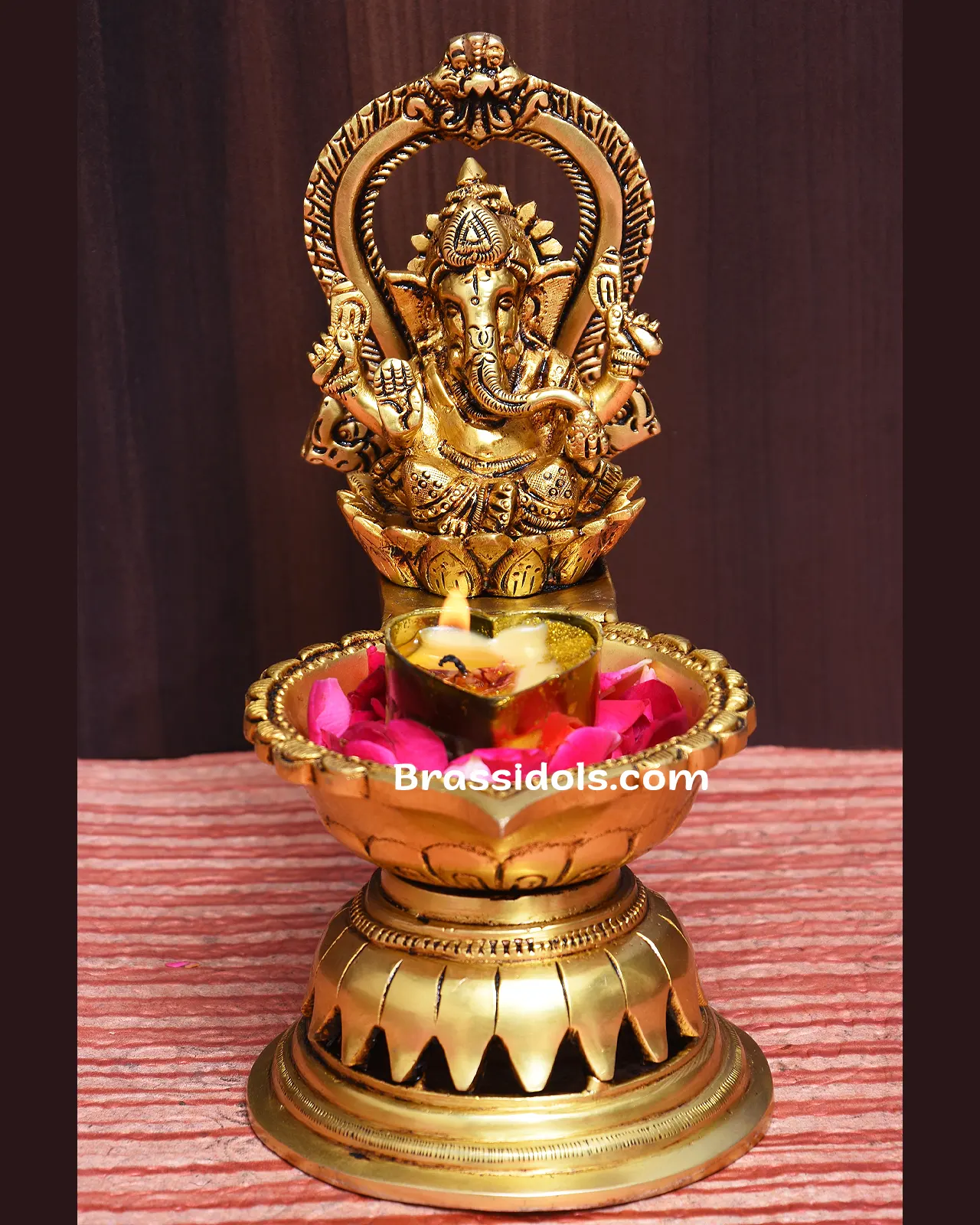 Brass Lotus Thiruvachi Ganesha Vilakku