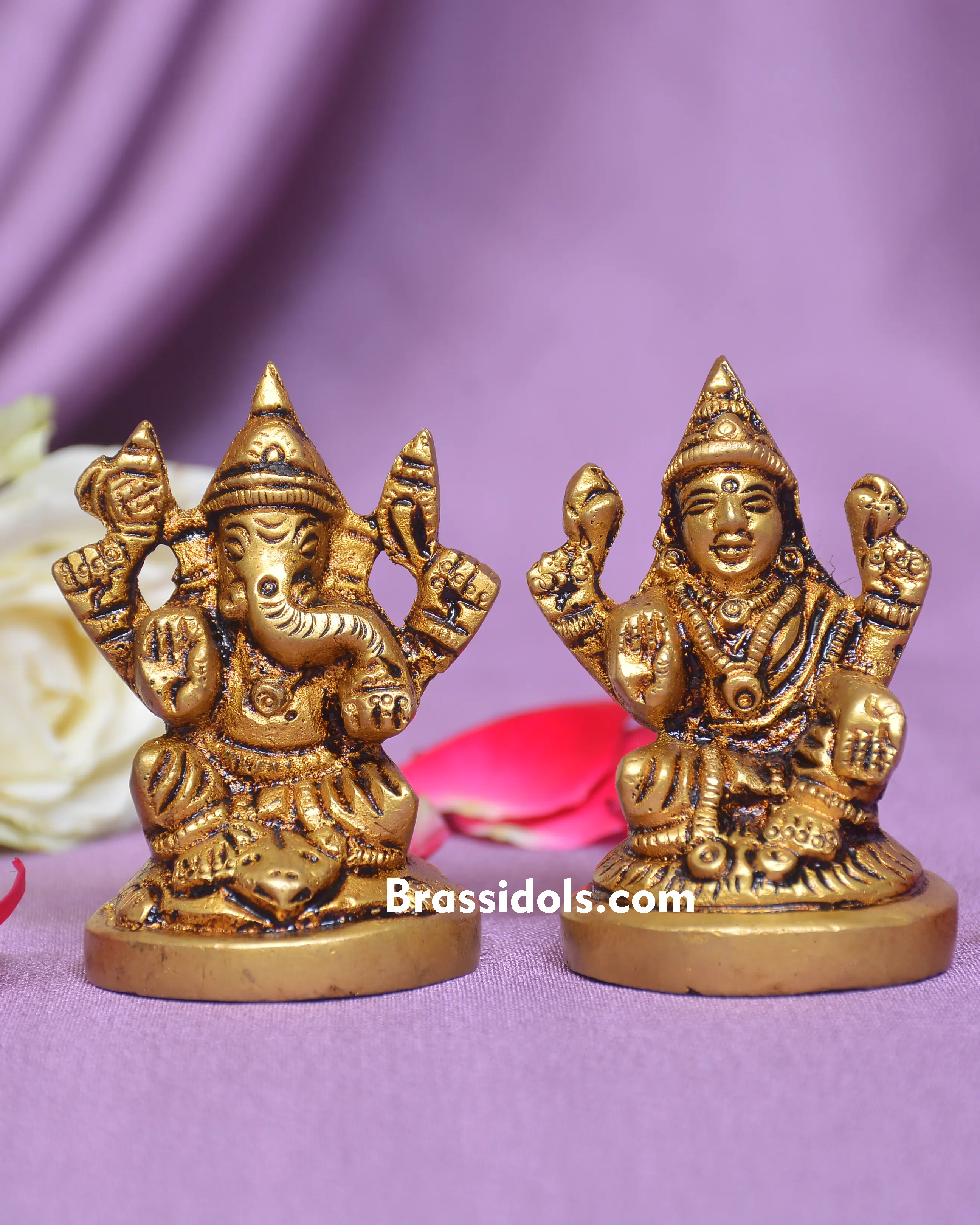 ROUND BASE LAXMI GANESHBrass Idols