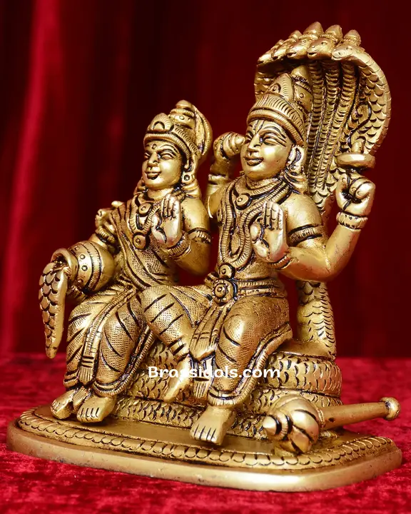 Sitting Vishnu & Lakshmi With Base - secondary