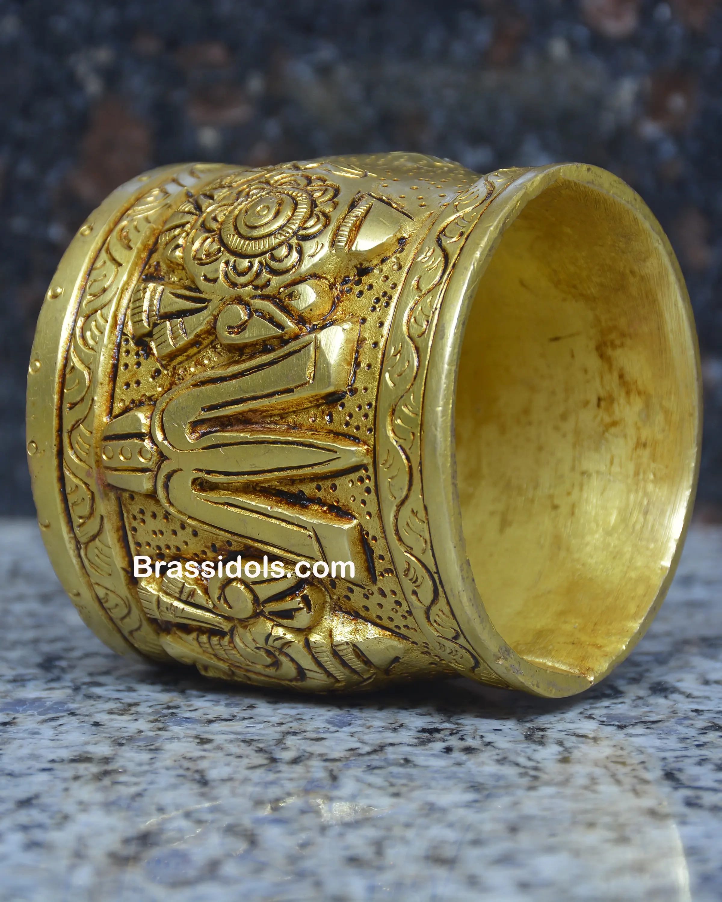 Brass Shankh Chakra Namah Glass 2.5 inches - secondary