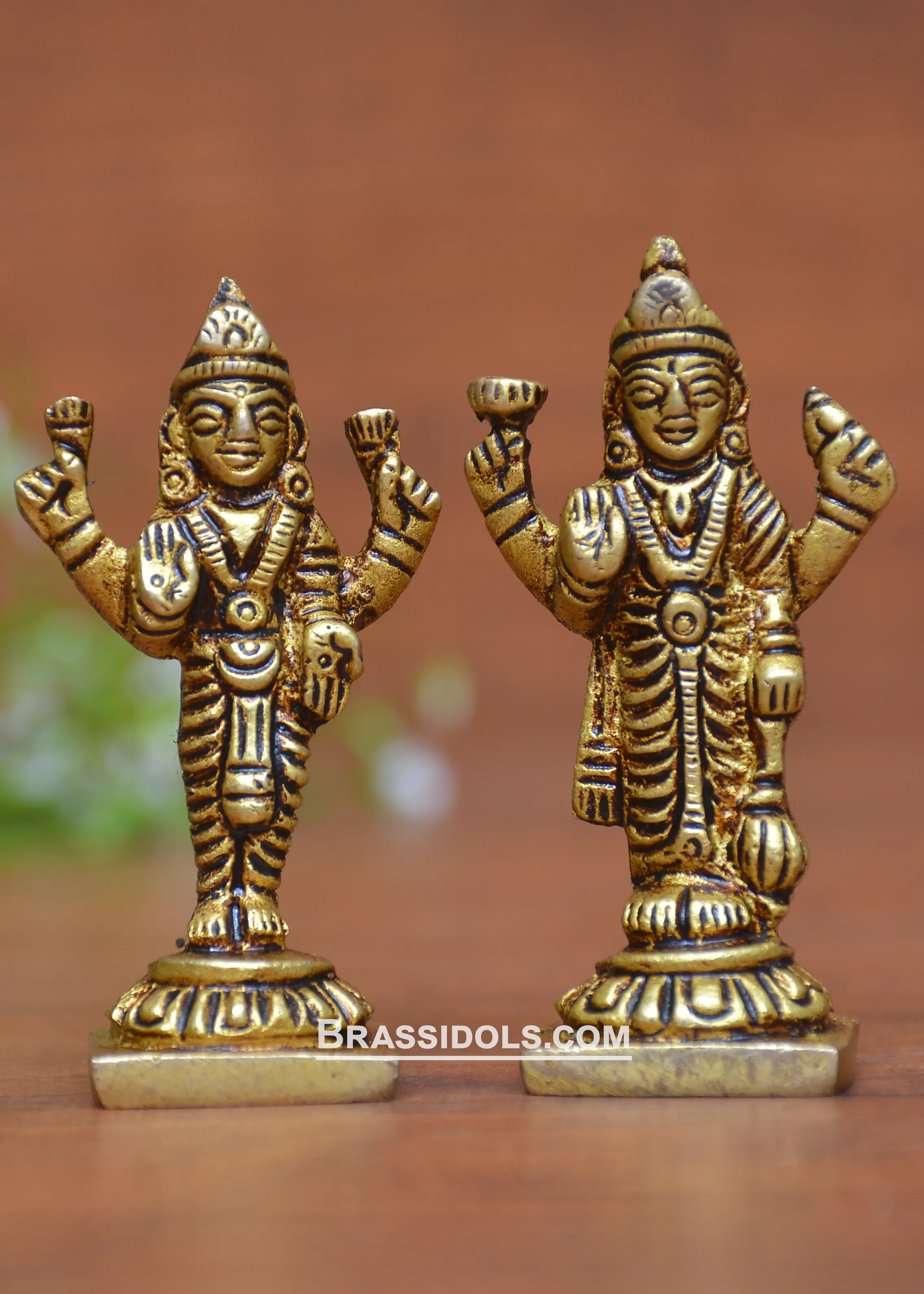 Brass standing vishnu laxmi 2.5 inch