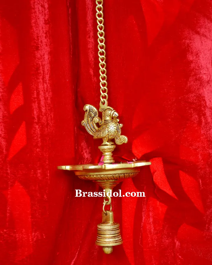 Peacock Hanging Diya with Bell 2.100kg - secondary