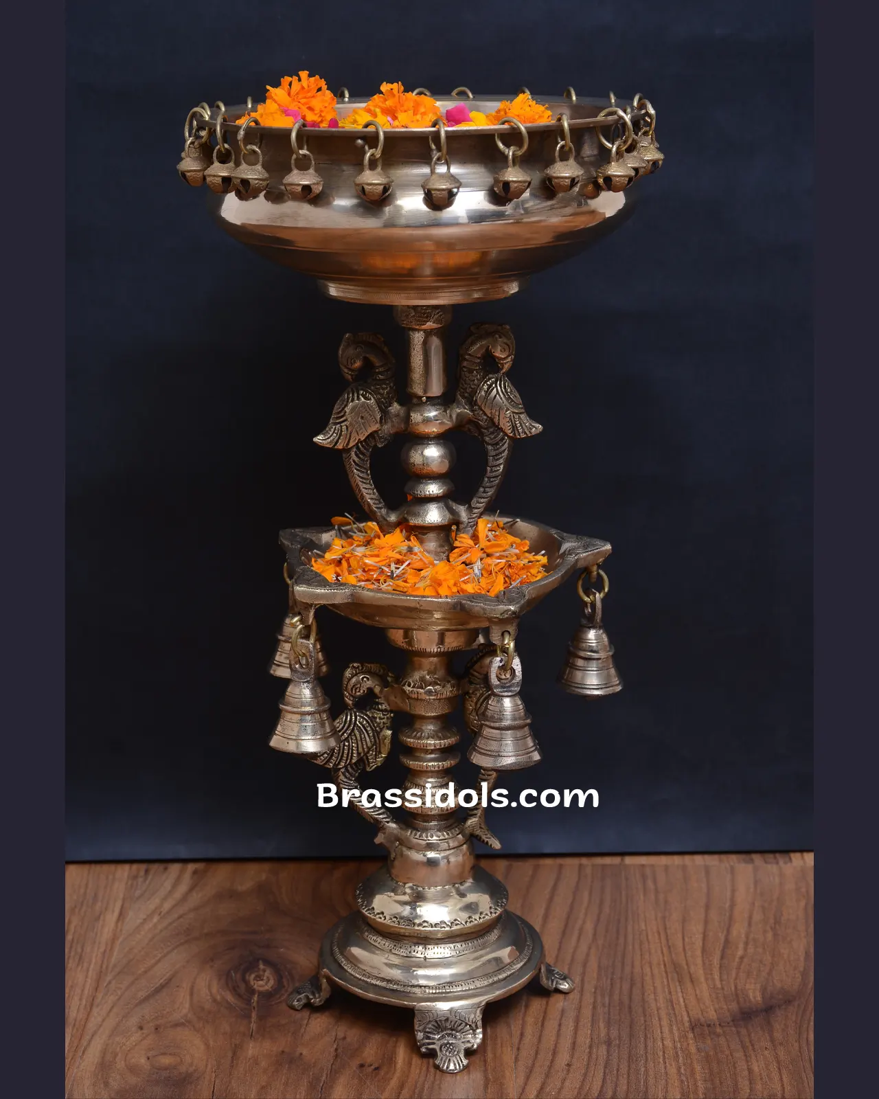 Brass Double Standing Deepak Urli - secondary