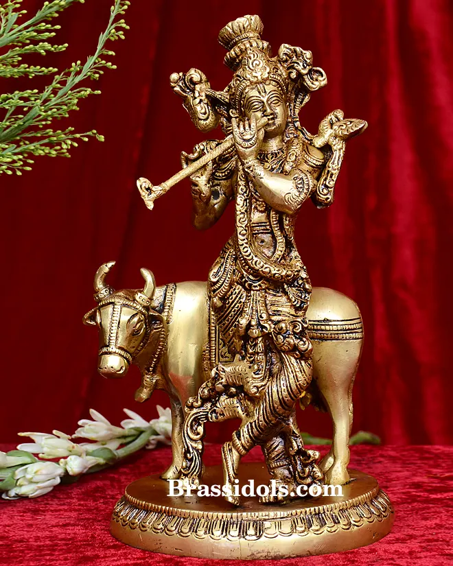 Round Base Cow Krishna