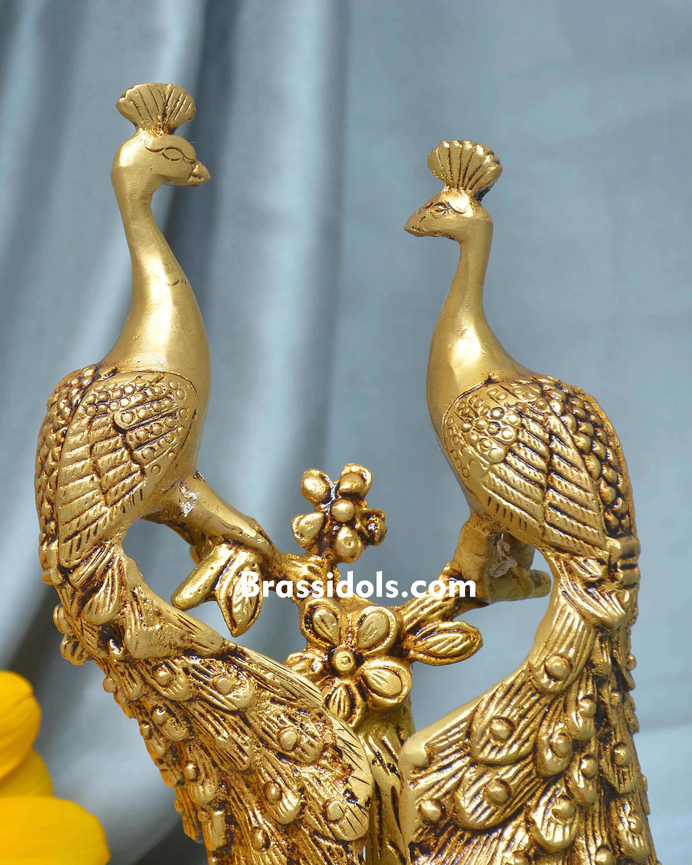 BRASS STANDING PEAOCK SET - secondary