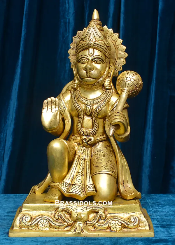Brass Sitting Hanuman 16 inches