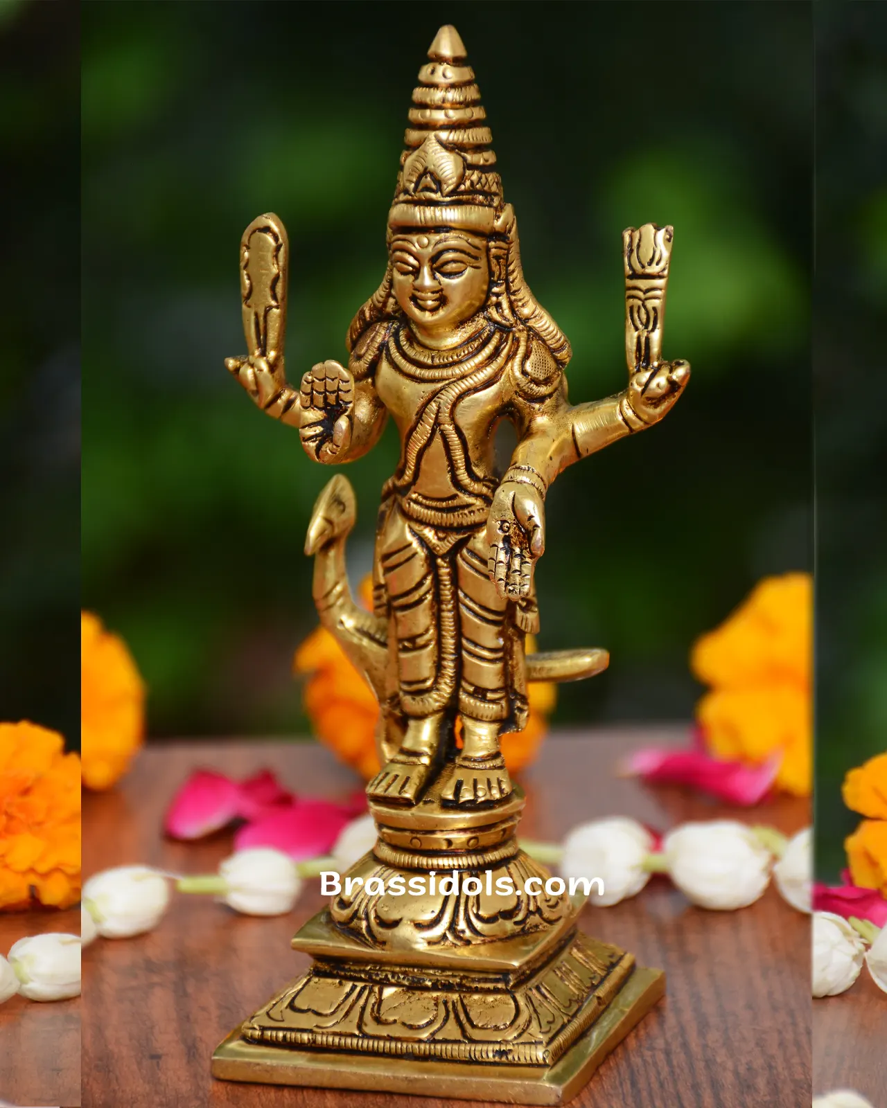 Elegant Murugan with Peacock Brass Idol - secondary