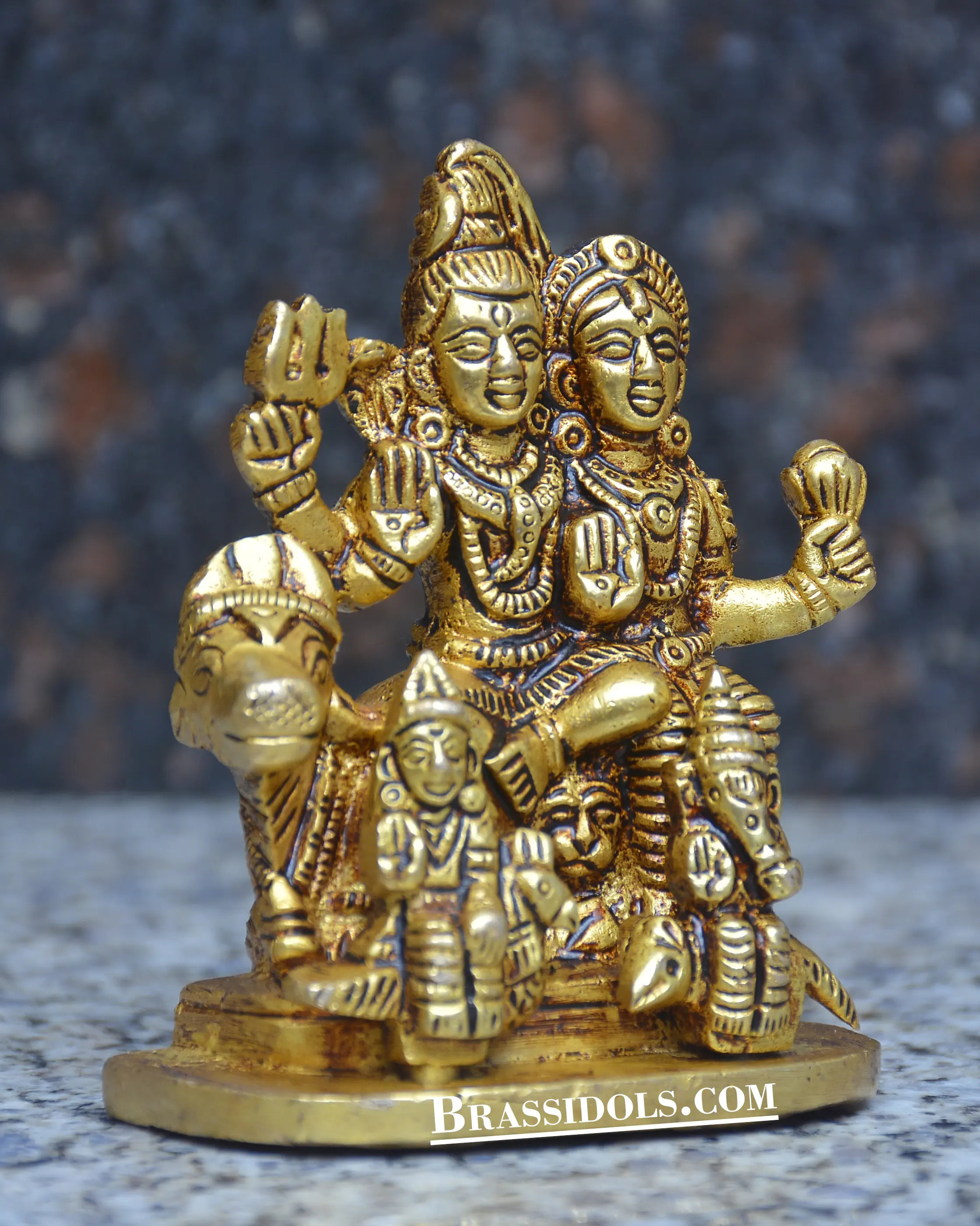Brass Sitting Shiv Family 3.5 inch - secondary