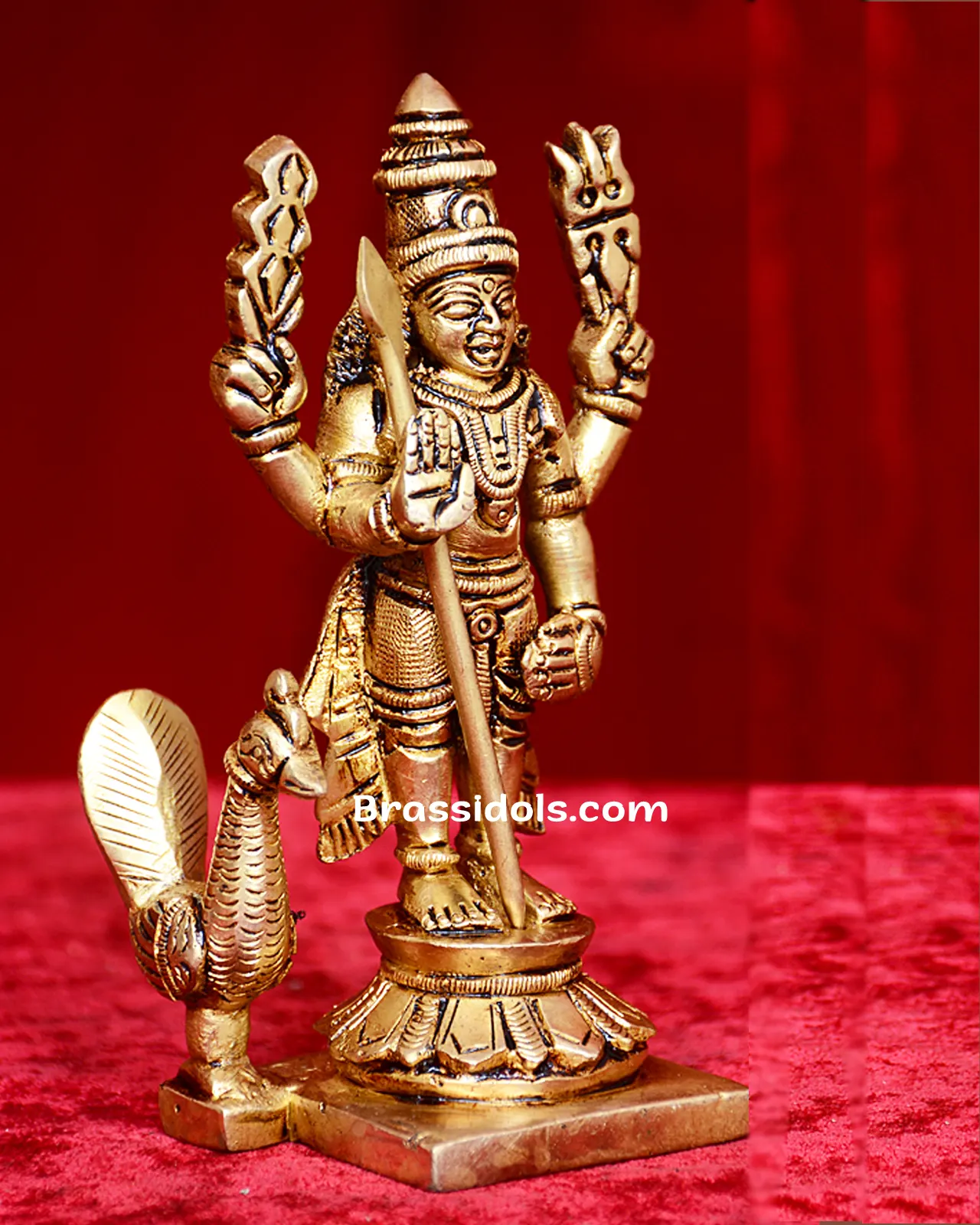Royal Standing Murugan with Mayil Brass Idol - 5 Inches - secondary