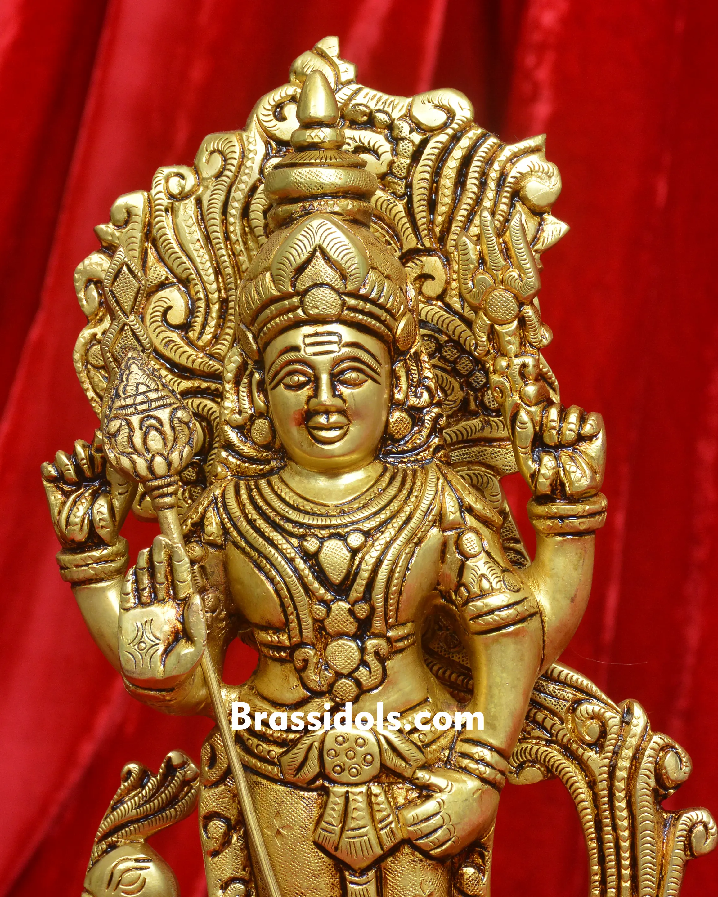 Majestic Murugan with Mayil and Vajrayudham Brass Idol - secondary