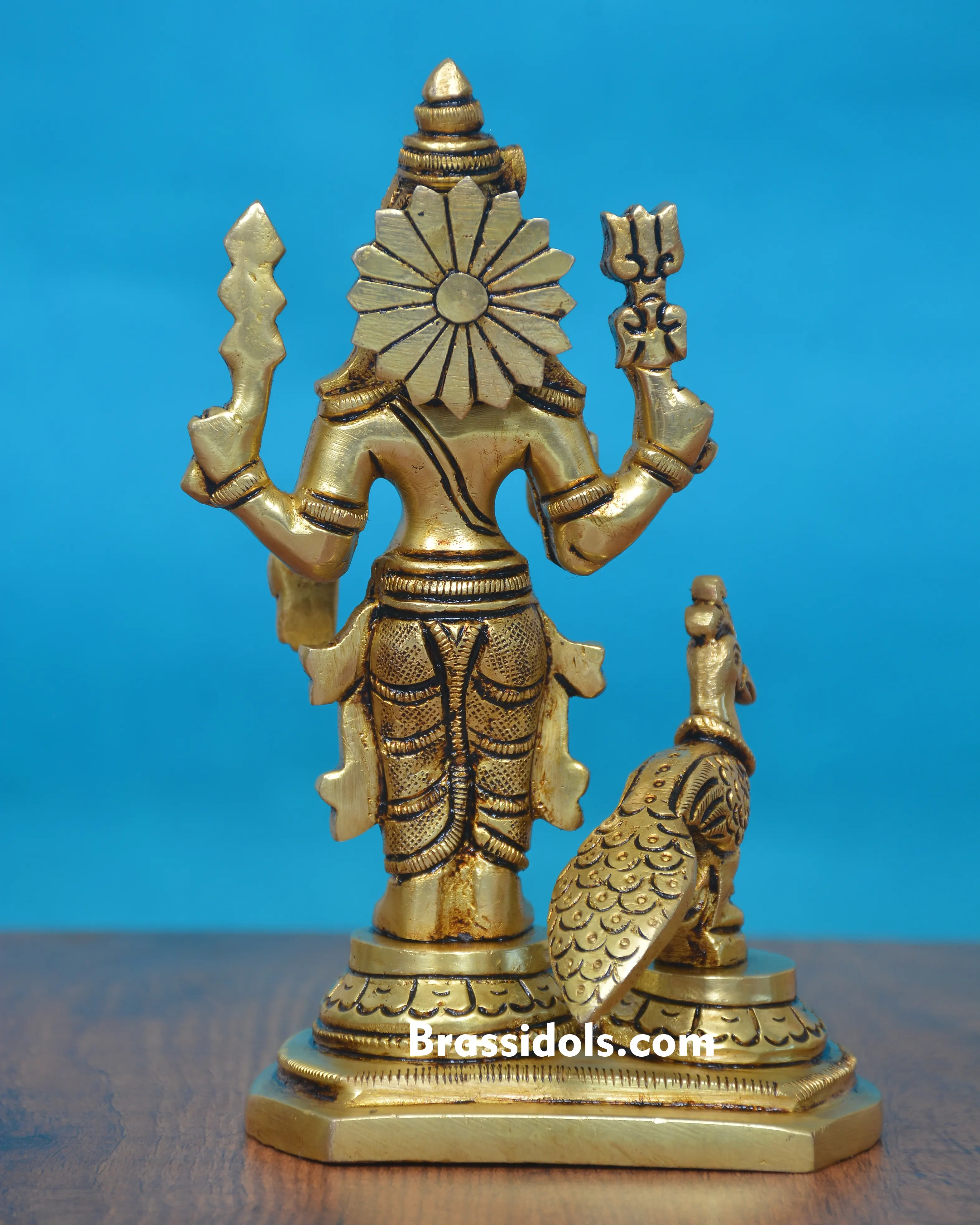 Divine Murugan with Mayil and Vajrayudham Brass Idol - secondary