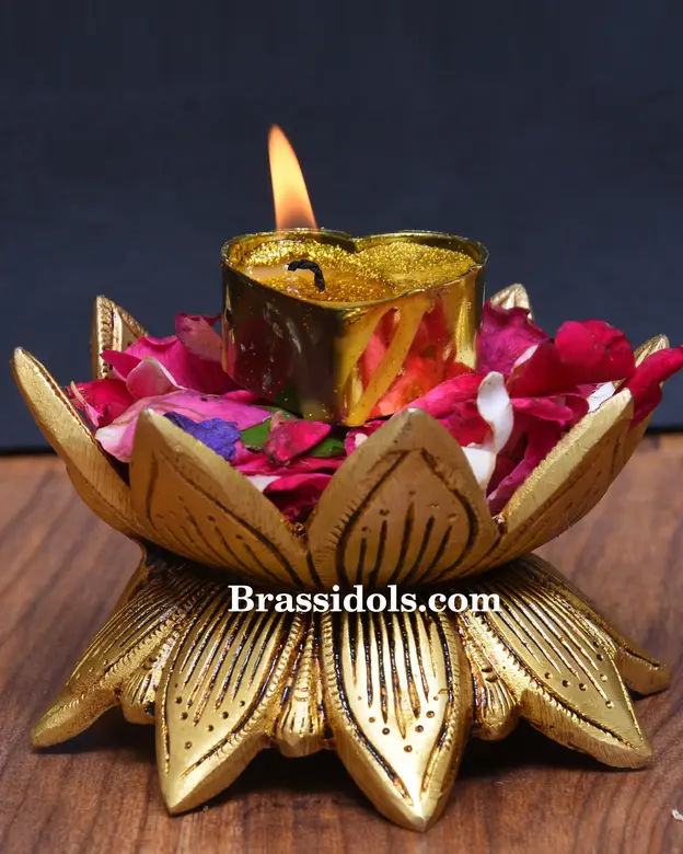 Standing Lotus with candle diya