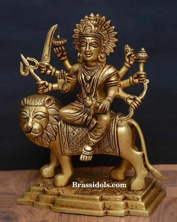 Brass Durga with Base (8 Inch) - secondary