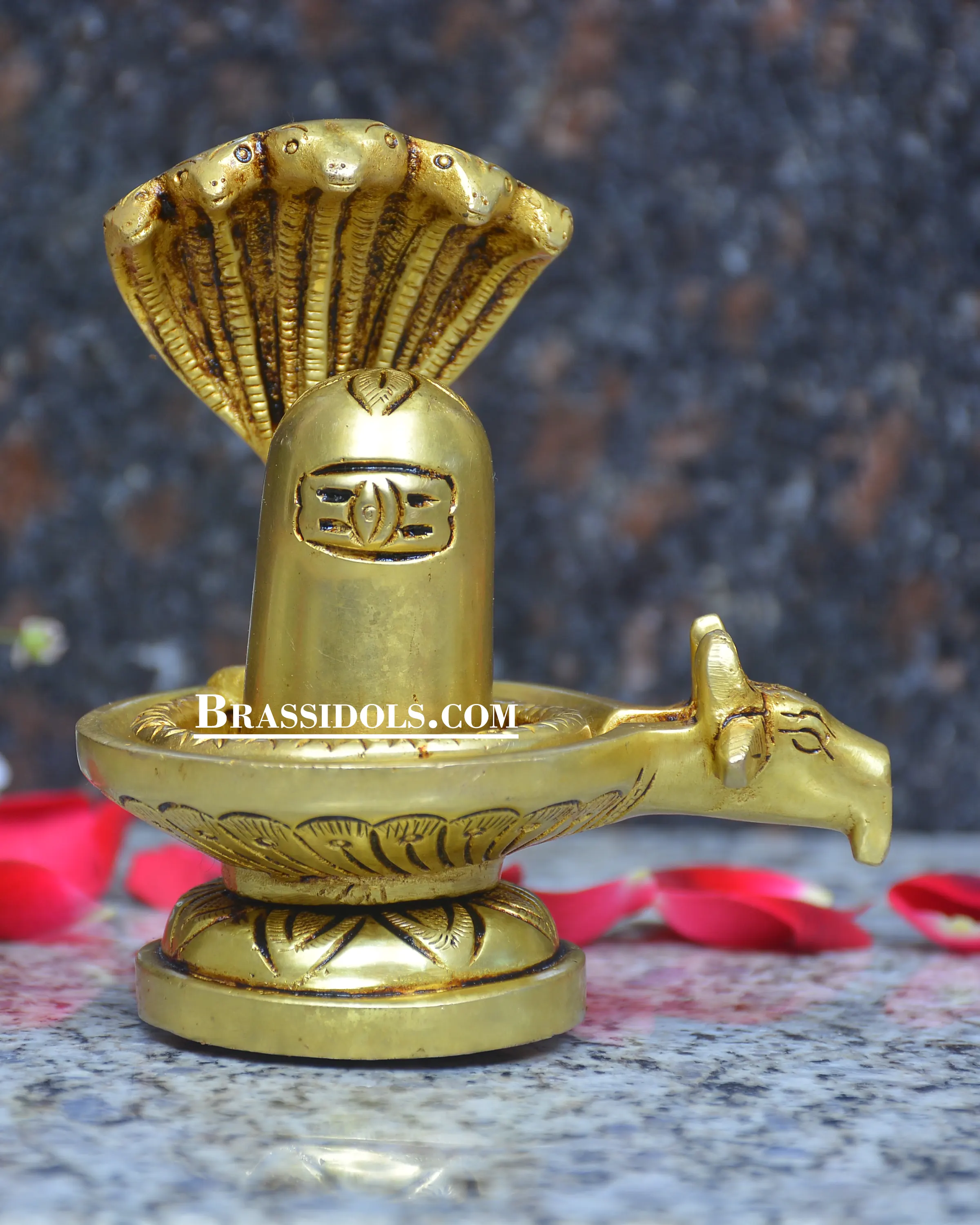 Brass Naag Nandi Shivling 4 inch