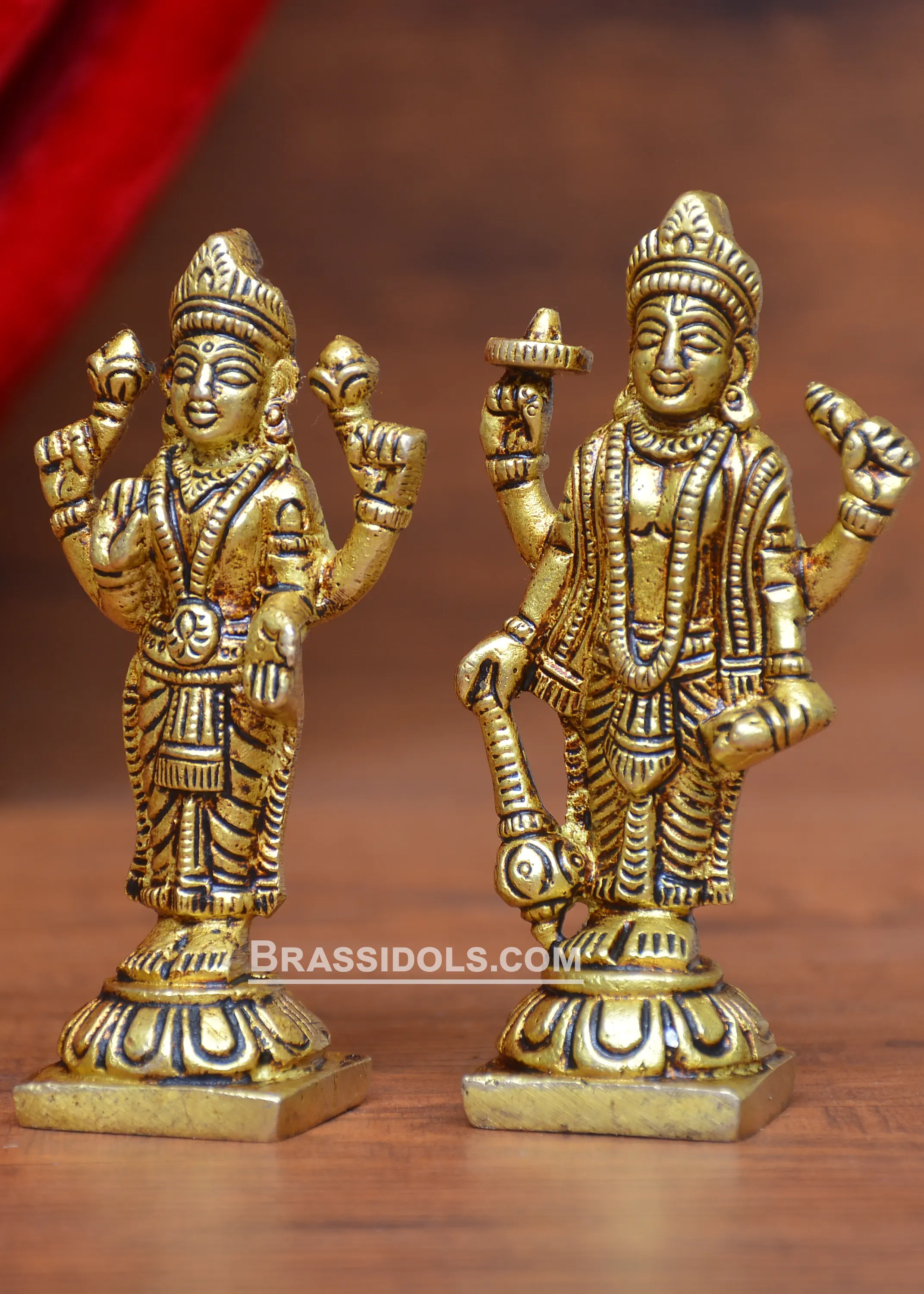 Brass Standing Laxmi Vishnu Idol 4 Inch - secondary