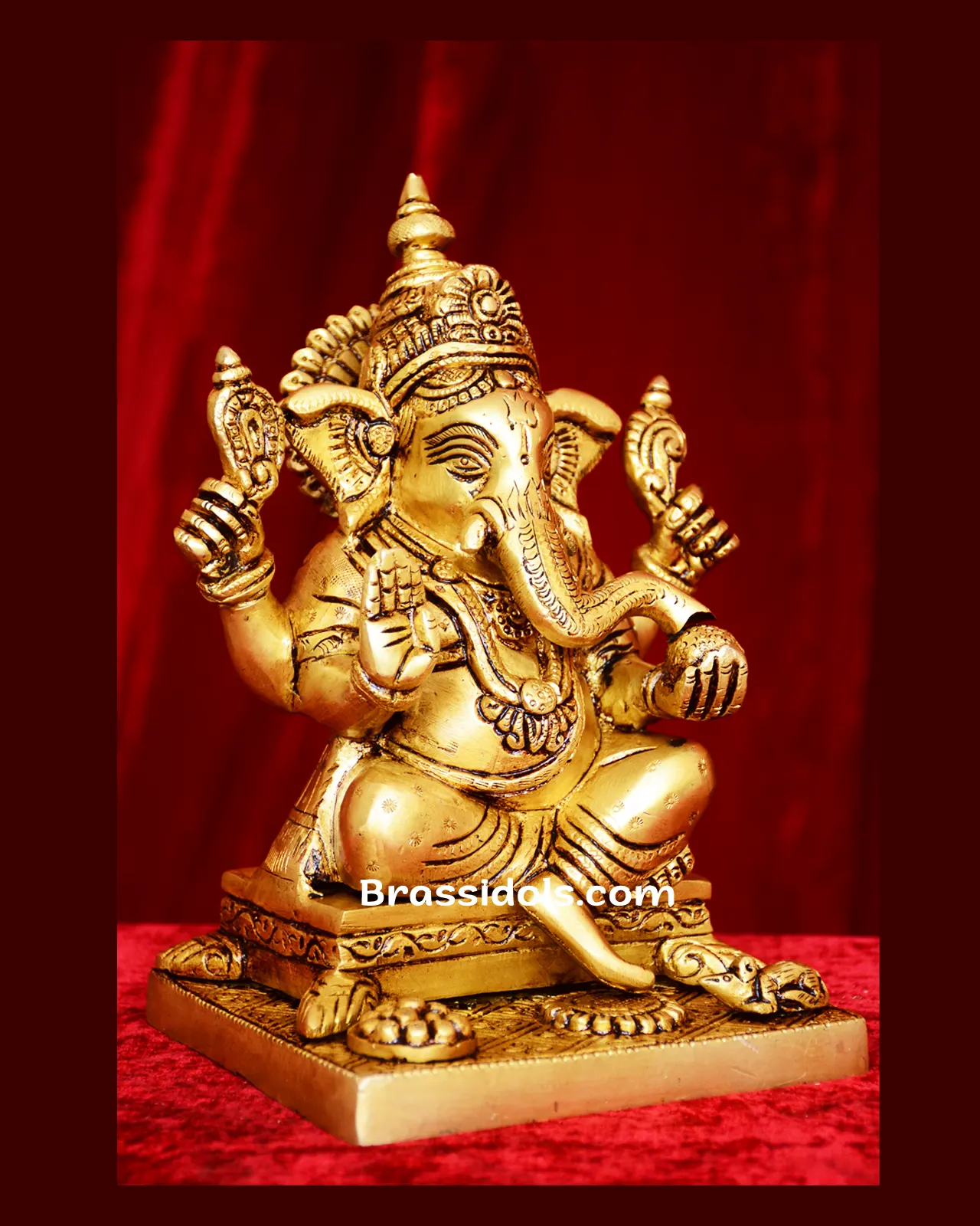 Brass Double Choki Ganesh - 8 inches - secondary