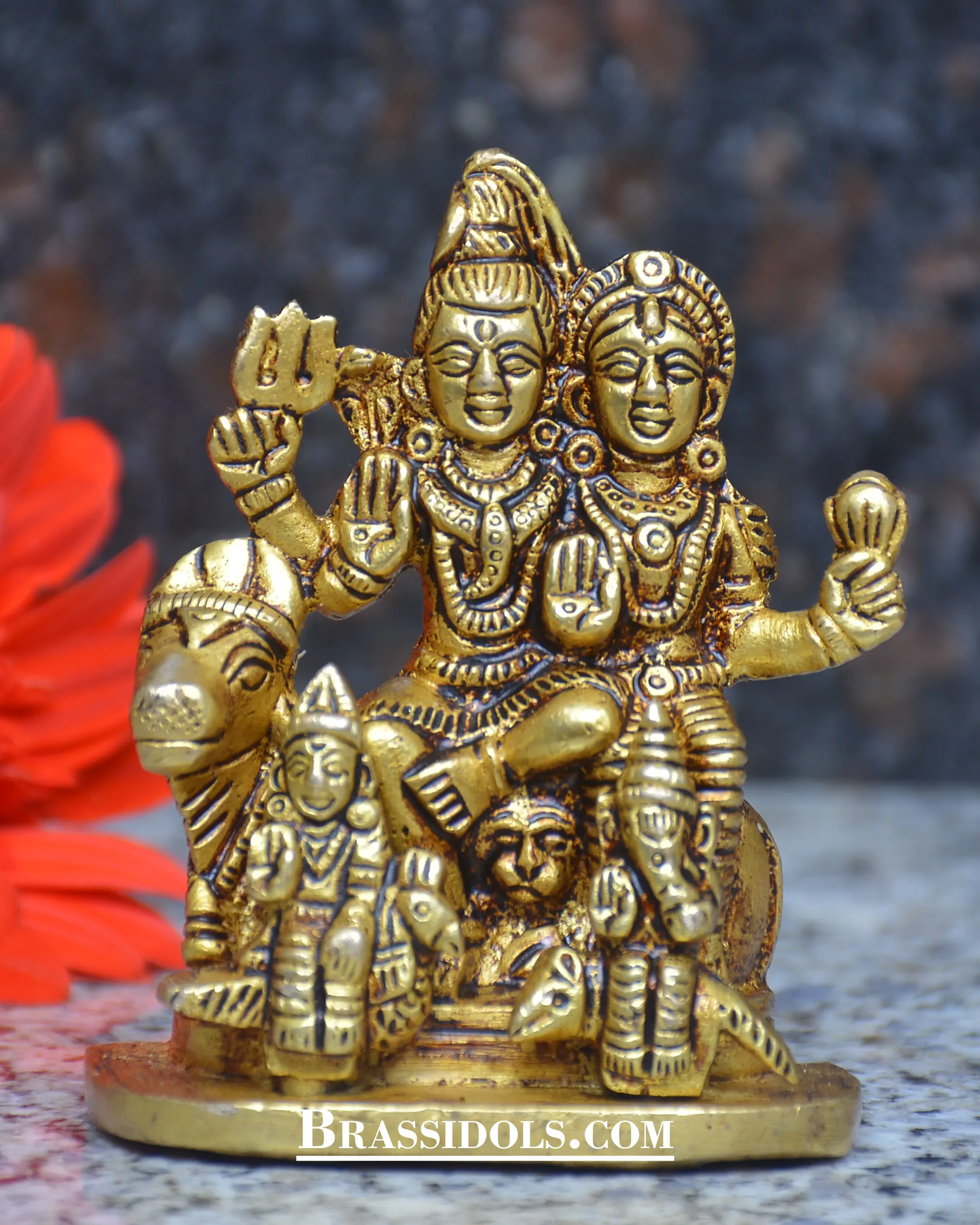 Brass Sitting Shiv Family 3.5 inch