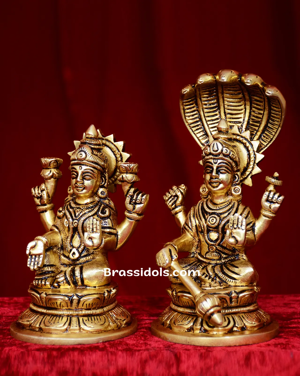 Brass Sitting Kamal Lxmi Vishnu Idol - secondary