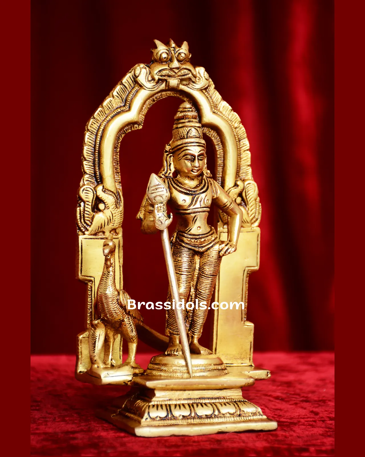 Devotional Vel Murugan with Mayil Brass Idols - 7.5 Inches - secondary
