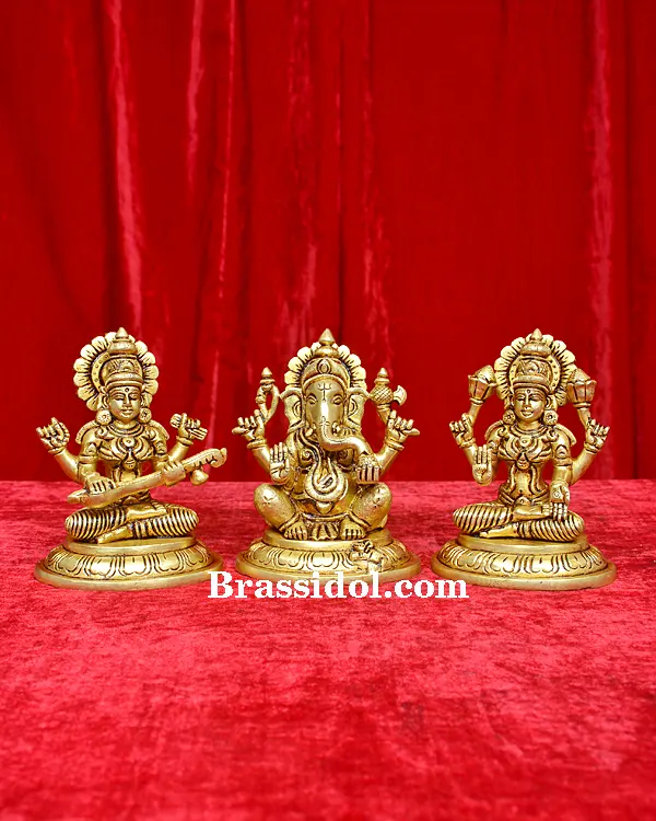 Lakshmi Ganesh Saraswati With Gol Base