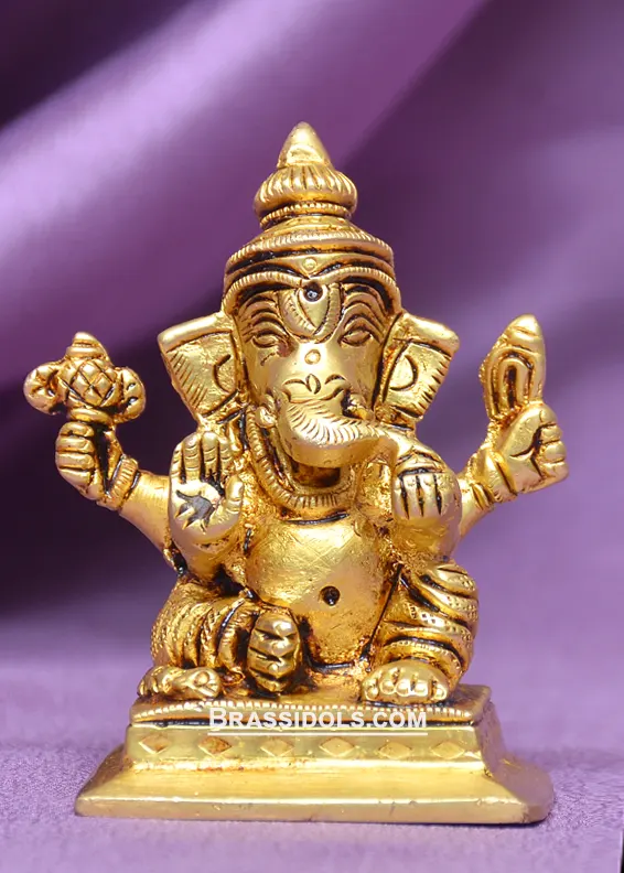 Brass Sitting Choki Gnaesh idol 2.5 inch
