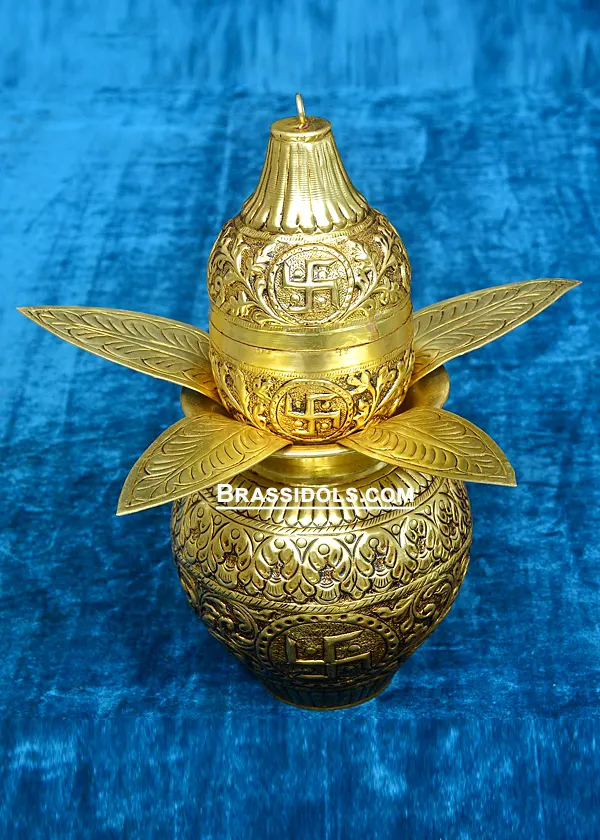 Brass Coconut Leaf Kalash 11 Inch - secondary