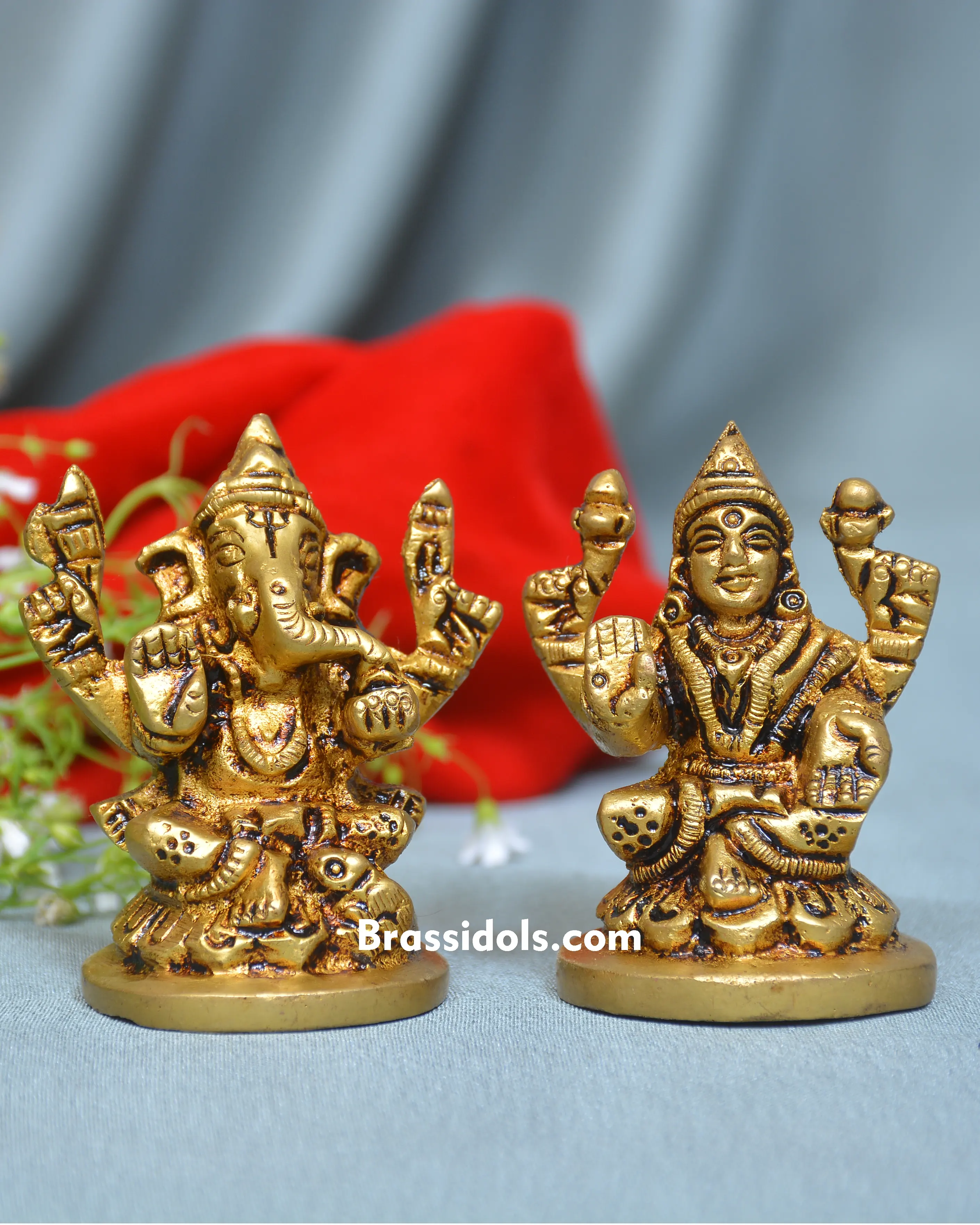 ROUND BASE LAXMI GANESHBrass Idols