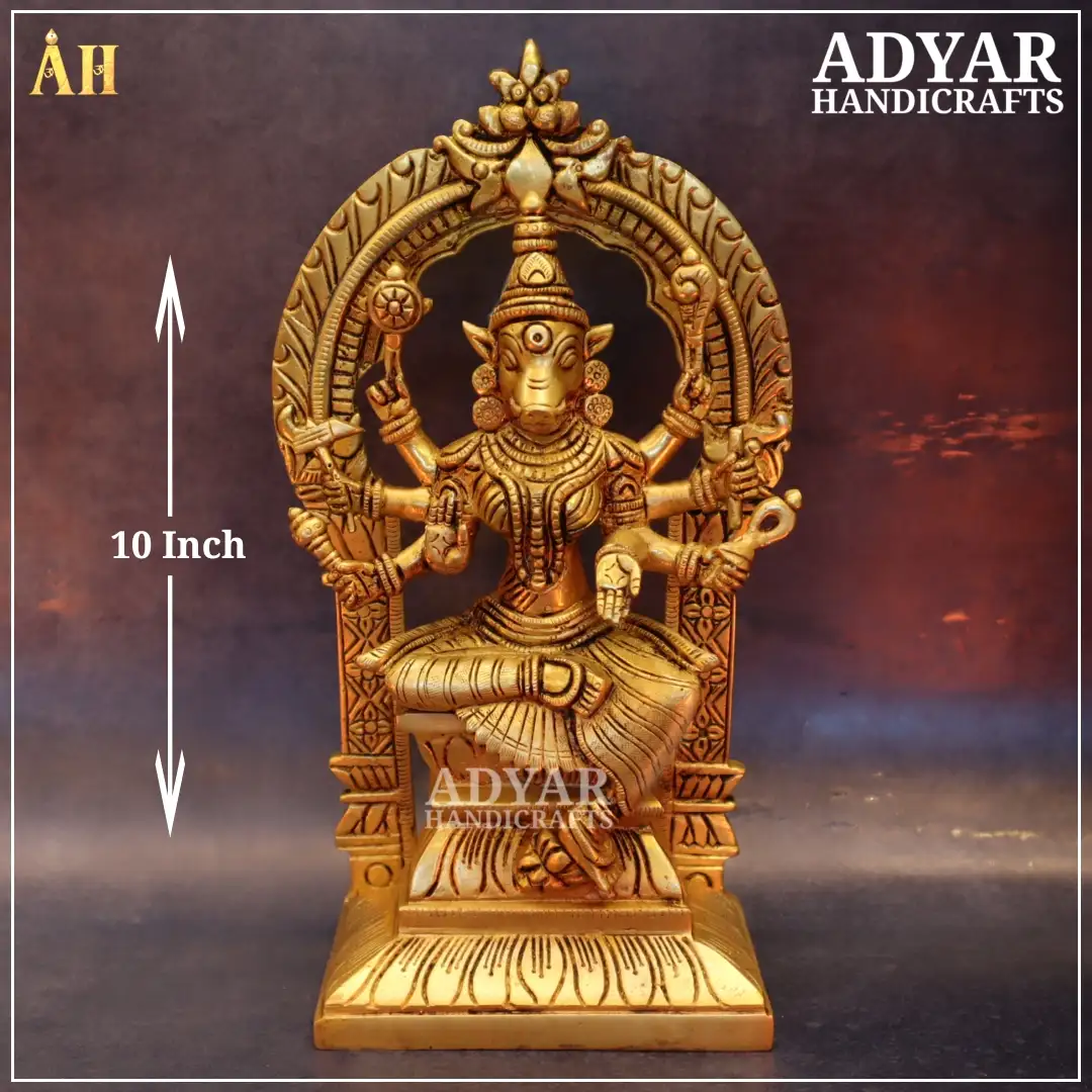 10 Inch Exquisite Varahi Amman Brass Statue