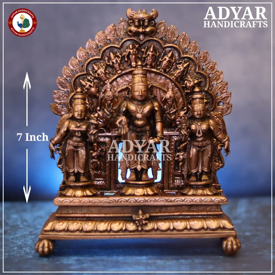 Perumal Sridevi Bhudevi Copper Statue