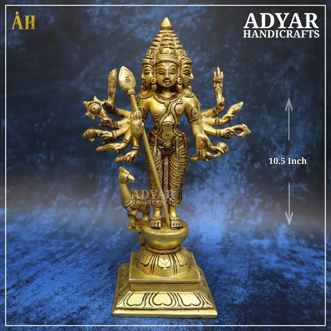 10.5 inch 6 face Murugan brass statue