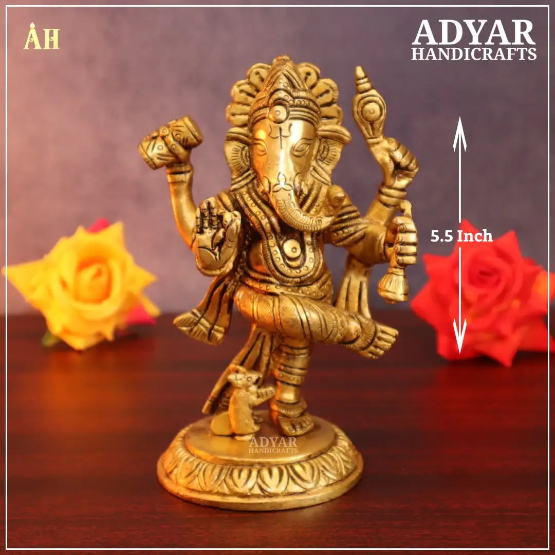 5.5 Inch Narthana Vinayagar Brass Statue