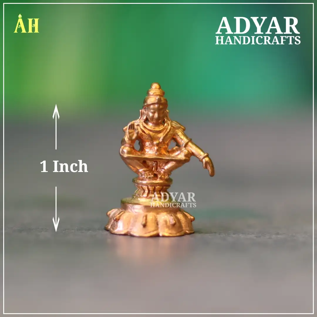 1-Inch Ayyappan Miniature Panchalogam Idol - Sacred & Elegant