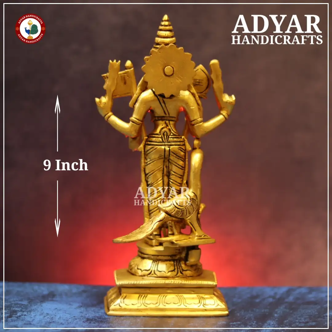 Lord Murugan Brass Statue with Sevakodi - image 3