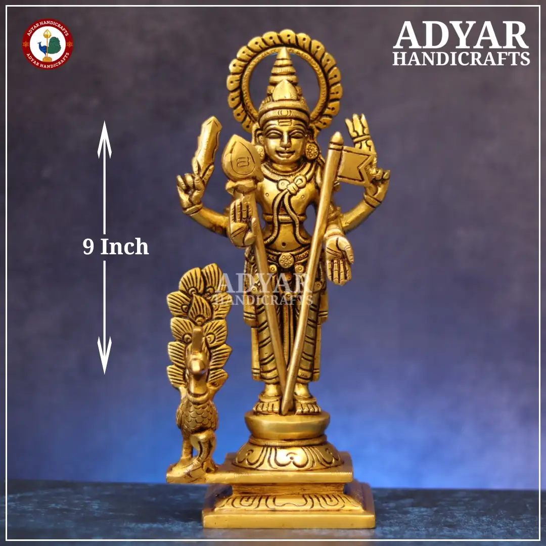 Murugan Brass Statue with Sevakodi