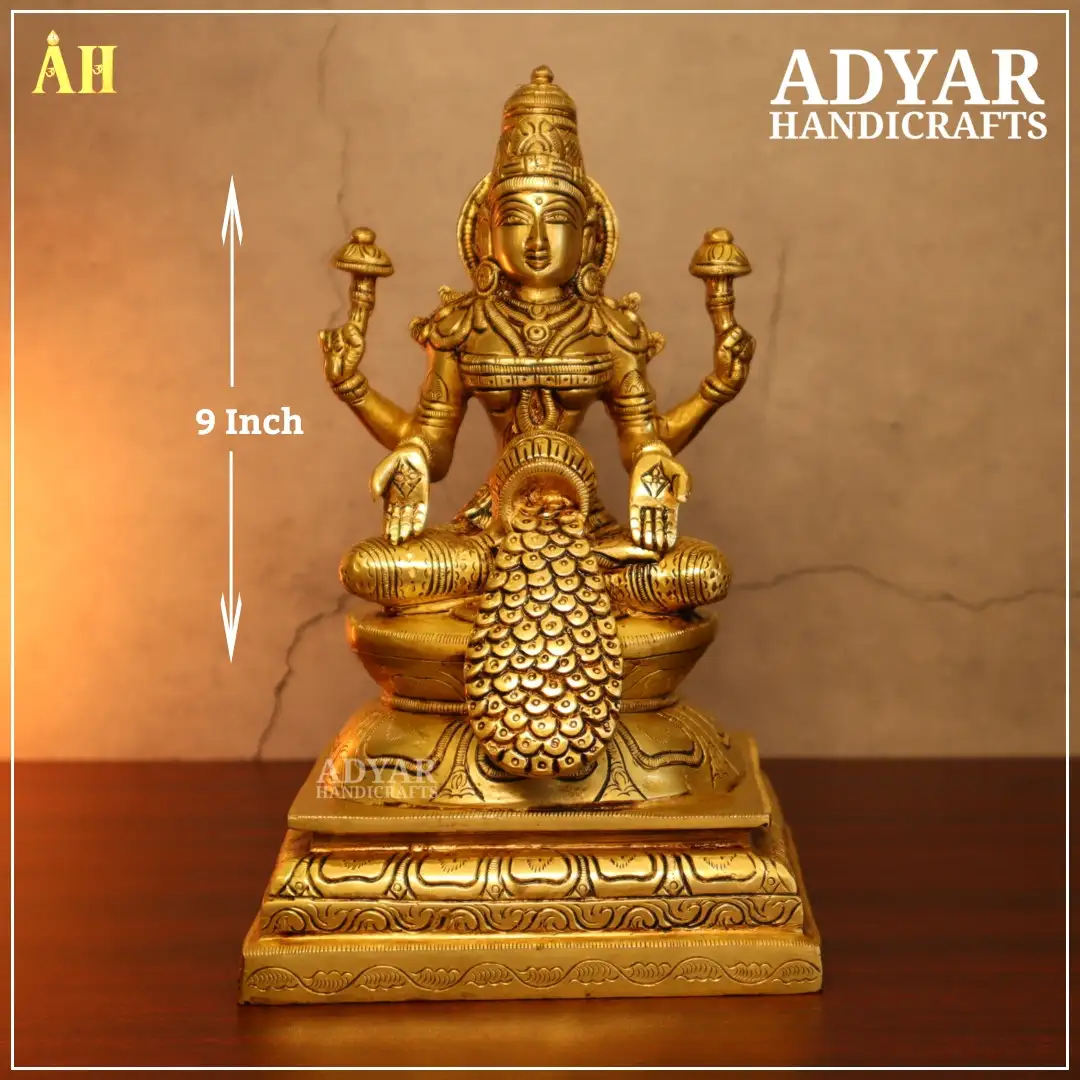 9 Inch Mahalakshmi Brass Statue