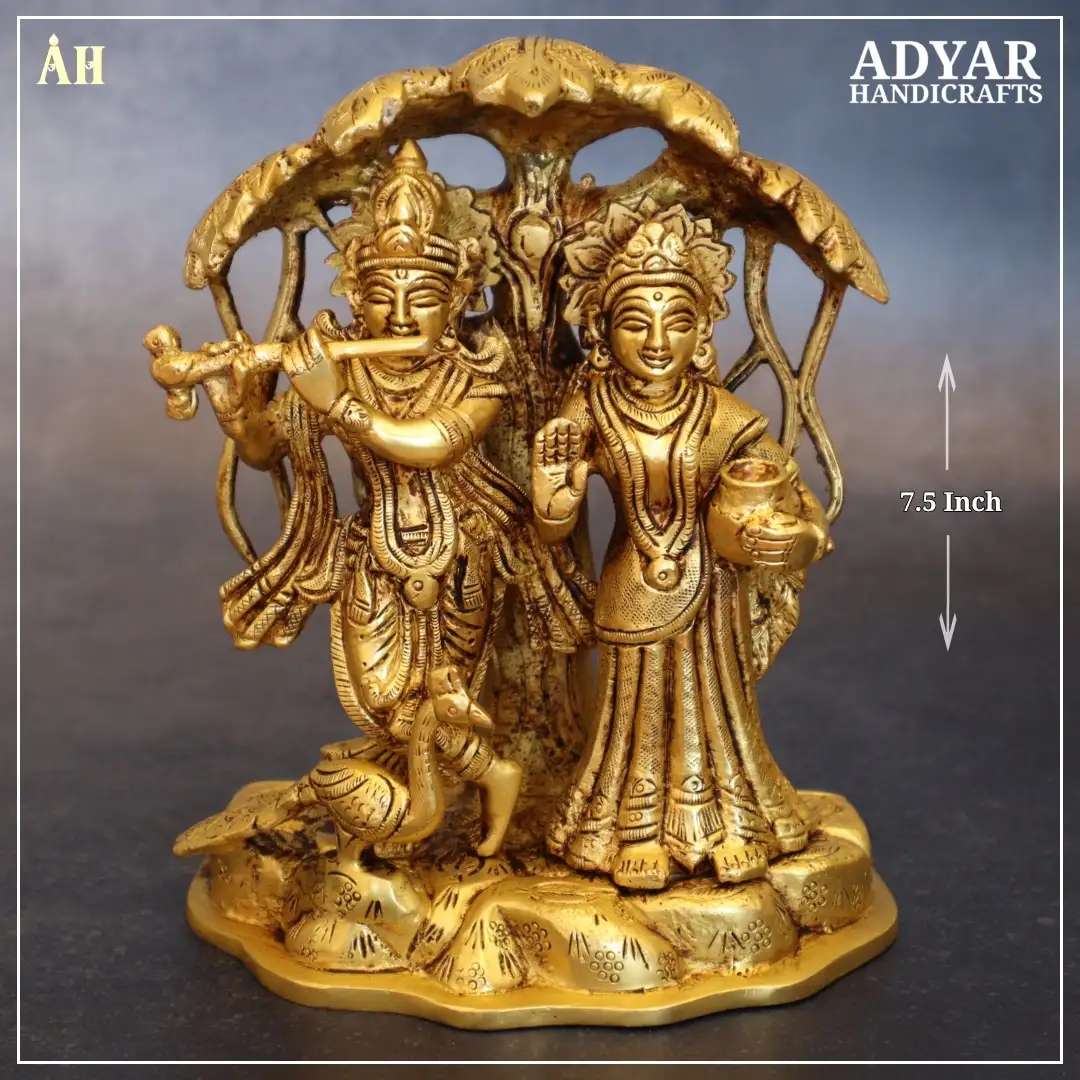 7.5 inch krishnan radhai brass statue