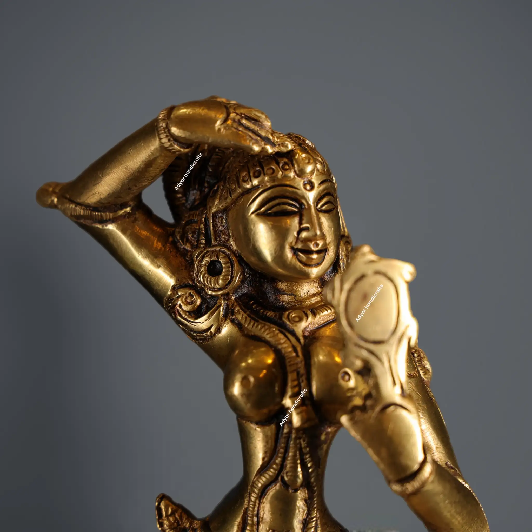 Brass Lady Looking Mirror Statue - image 3