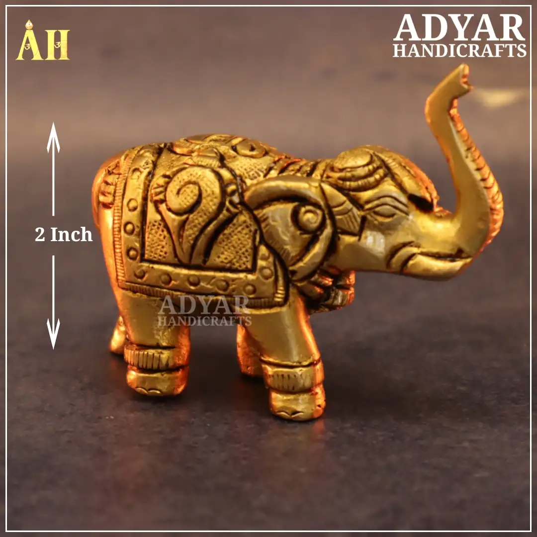 2 Inch Decorative Elephant Idol Brass