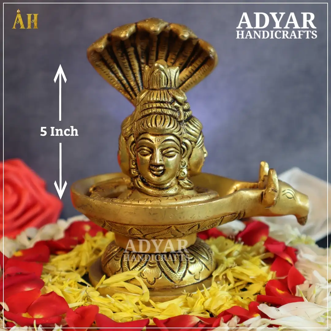 3 Face Brass shiva lingam With Nagabaranam