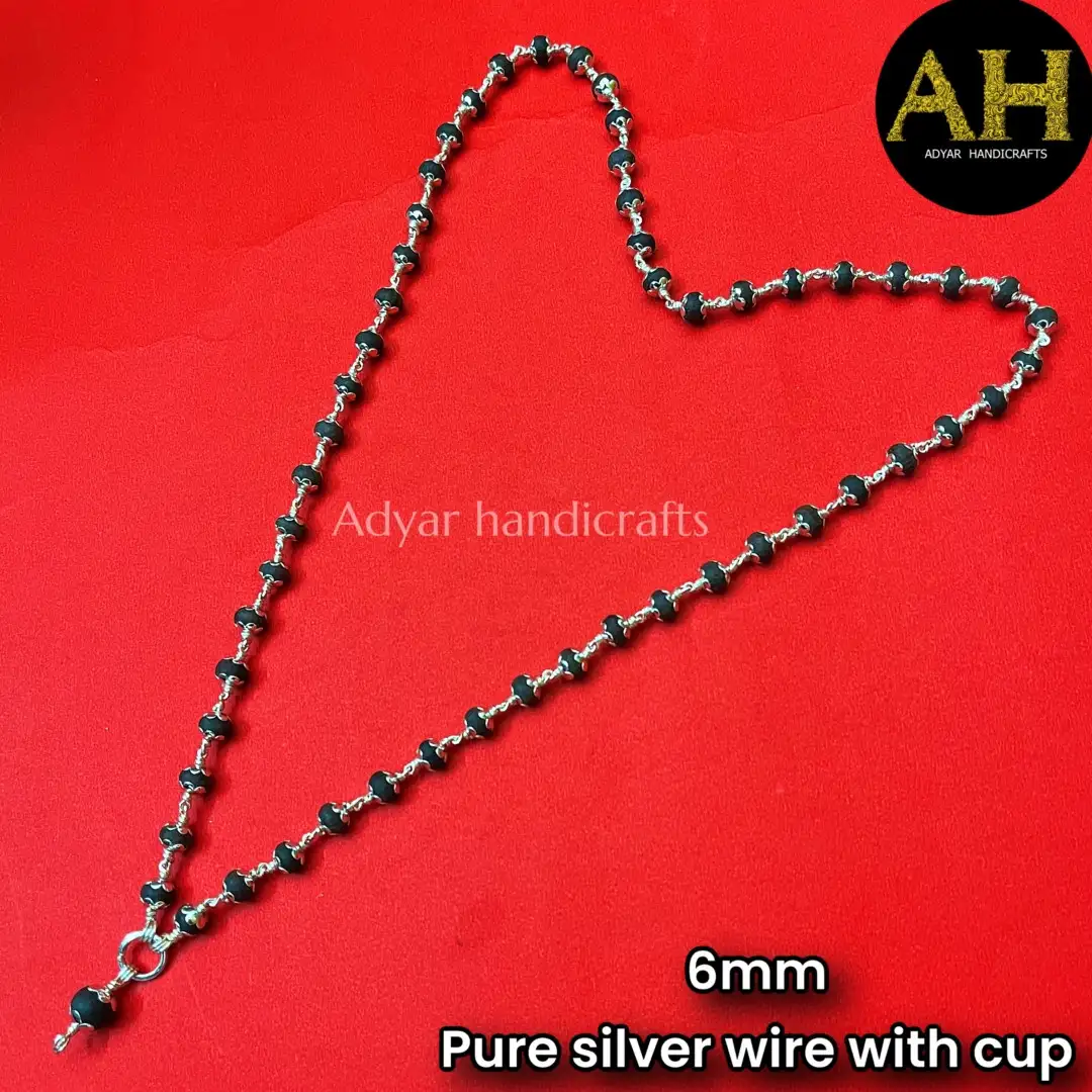 Original Karungali pure silver malai with capping 6mm
