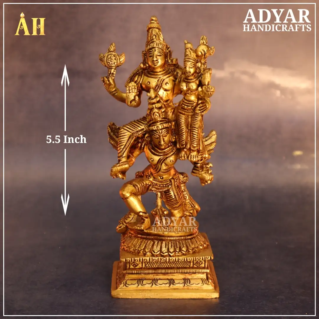 5.5 Inch Brass Garuda Sevai Perumal Thayaar statue
